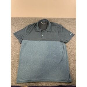 Under Armour Polo SS Shirt Mens XL Loose Heat Gear Wicking Performance Blue
